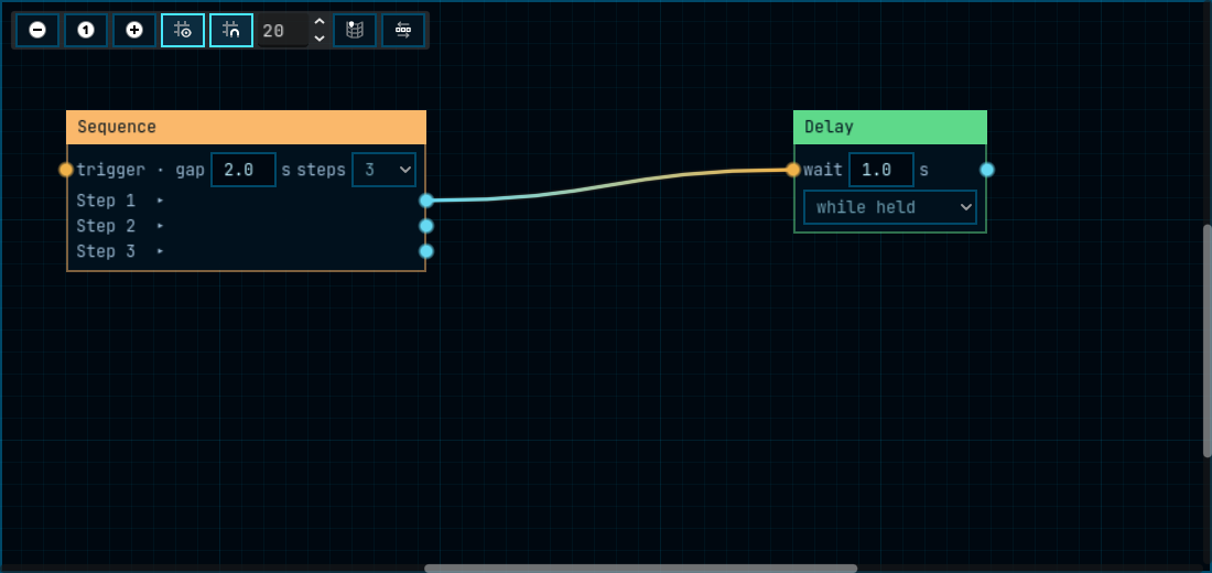 A sequence in the game's node editor